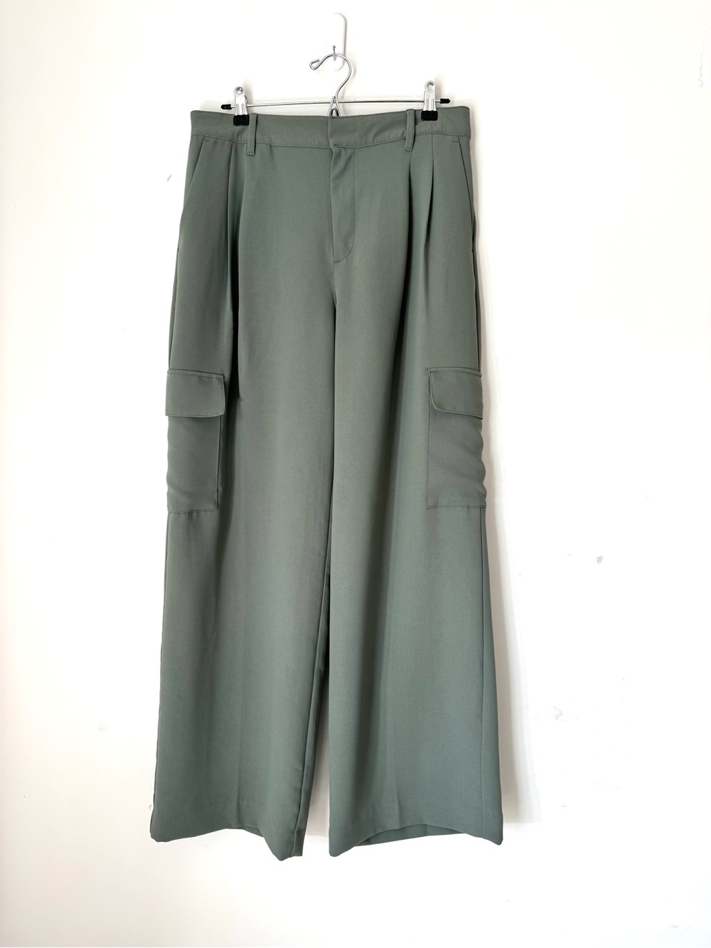 Gap Easy Trouser Wide Leg Cargo Pants Sage Green Utility Office sz 14 - Picture 2 of 12